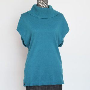 2-Ply CASHMERE Sweater, Short Sleeve Cowl Neck, Peacock Color by Peck & Peck Med